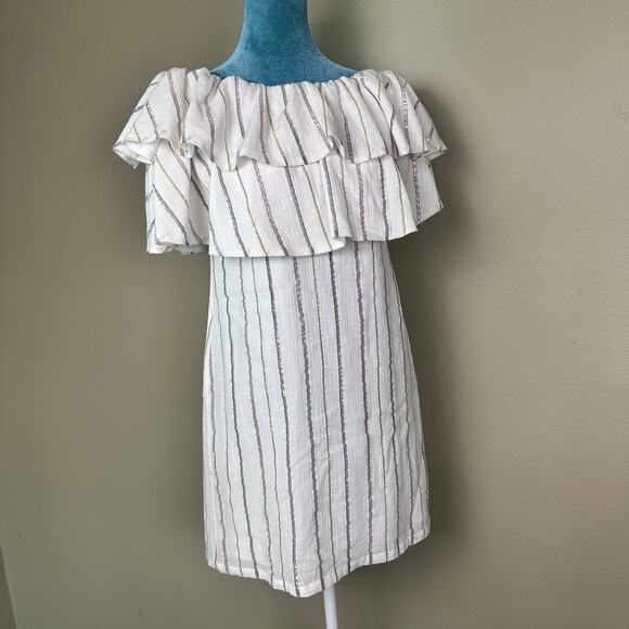 Charles Henry Nordstroms Women S Off-Shoulder Striped Ruffle Mini Dress - Picture 8 of 16